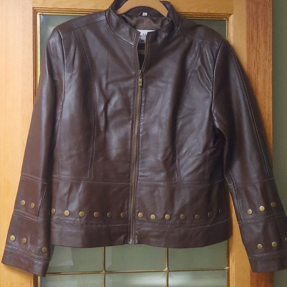 Pamela McCoy brown leather jacket - Large